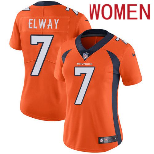 Women Denver Broncos #7 John Elway Orange Nike Vapor Limited NFL Jersey